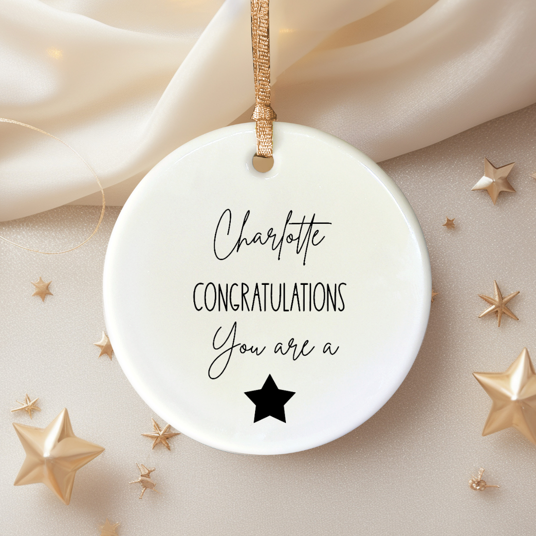 Congratulations You Are A Star Hanging Ceramic Decoration
