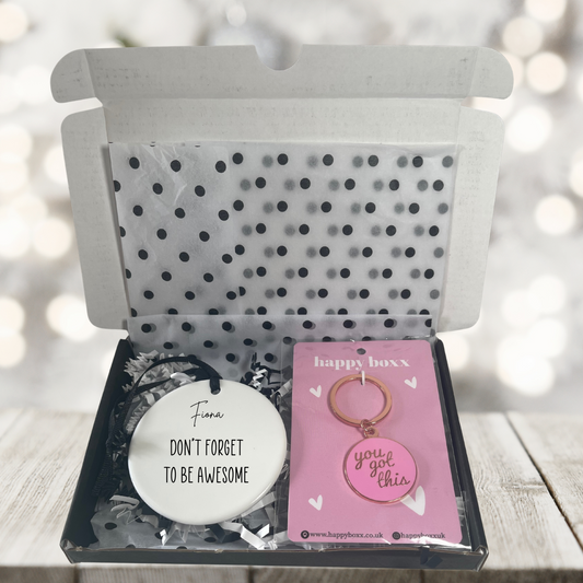 Premium business gift box with message – You’ve Got This Box with ceramic and metal keyring.